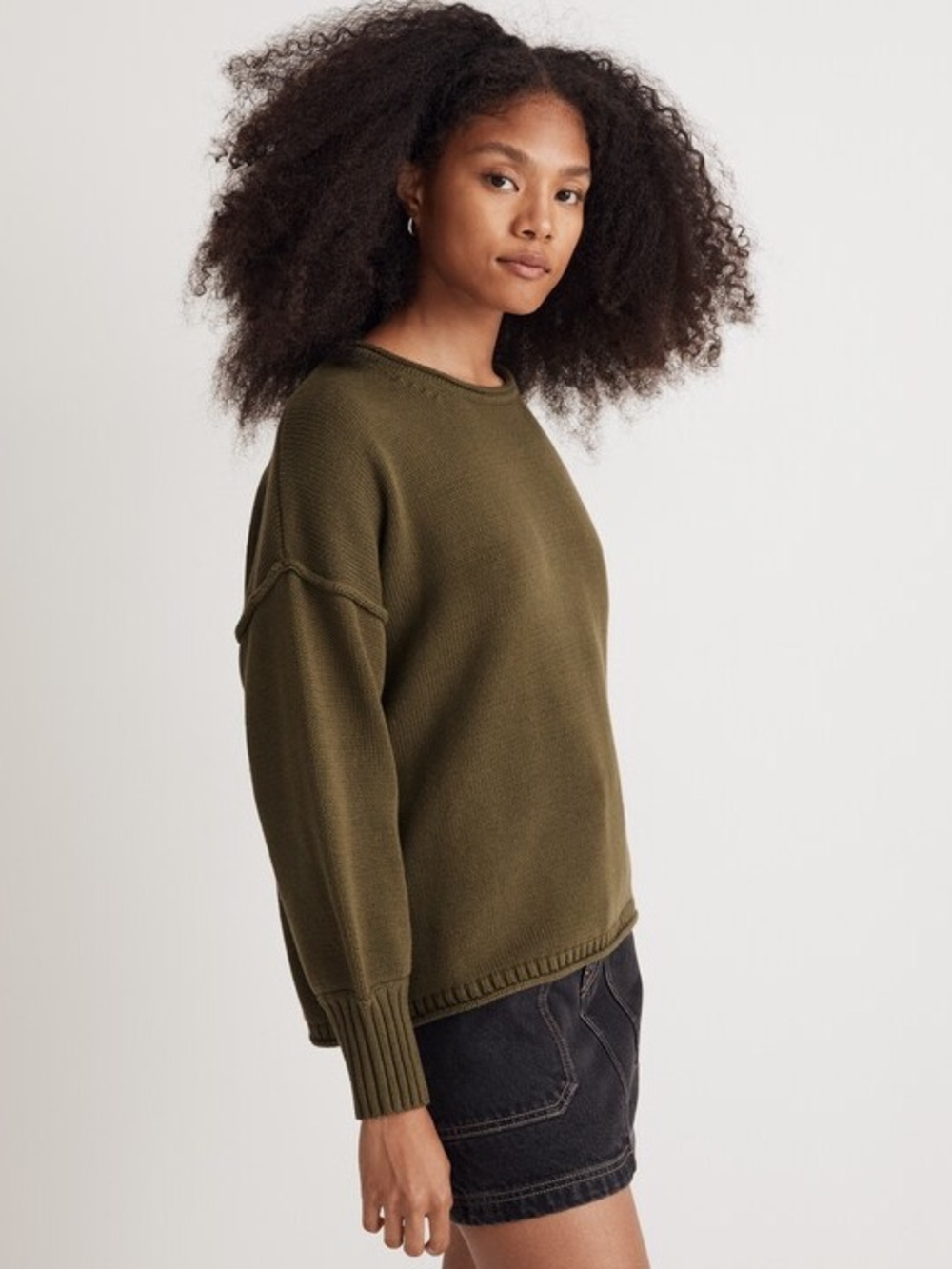 Madewell Olive Green Relaxed Crewneck Sweater